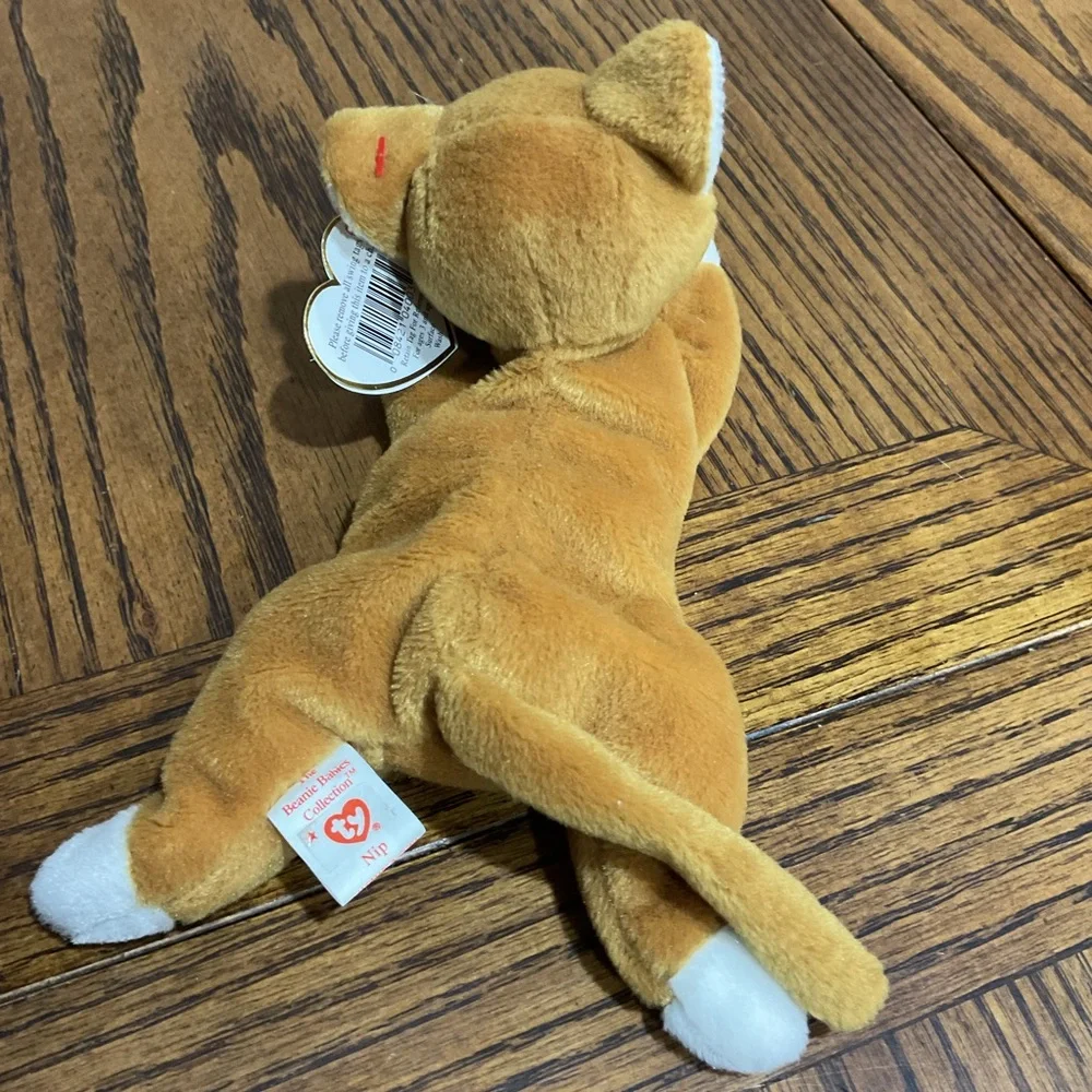 Adorable Ty Beanie Babies Nip Cat 🐈 Plush - Tan and White